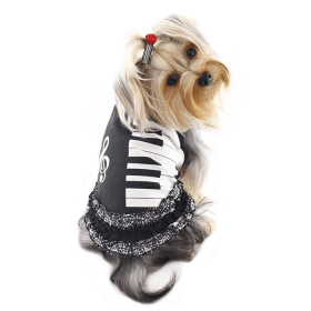 Adorable Piano Dress with Ruffles (Color: Black/White, size: large)