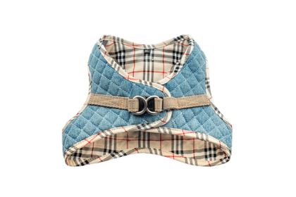 Step-In Denim Harness (Color: Denim & Beige Plaid, size: XS)