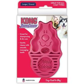 KONG ZoomGroom Dog Brush (Option: Raspberry  Large)