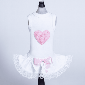 Laced Puff Heart Dress (Color: Pink, size: XXS)