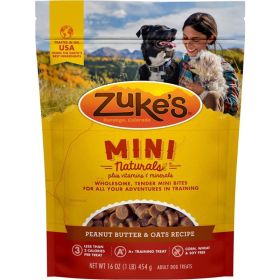 Zukes Mini Naturals Dog Treats (Option: Peanut Butter & Oats Recipe  1 lb)