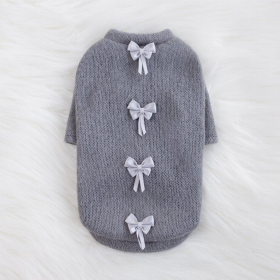 Dainty Bow Sweater (Color: Pewter, size: large)