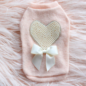 Pearl Heart Sweater (Color: Peach, size: XXS)