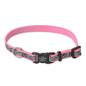 Lazer Brite Pink Hearts Reflective Adjustable Dog Collar (Option: 8"12" Long x 3/8" Wide)