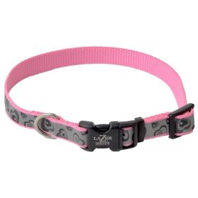 Lazer Brite Pink Hearts Reflective Adjustable Dog Collar (Option: 12"18" Long x 5/8" Wide)