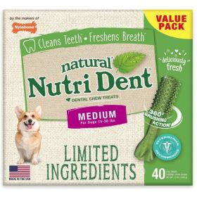 Nylabone Natural Nutri Dent Fresh Breath Dental Chews (Option: Limited Ingredients  Medium  40 Count)