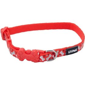 Li'L Pals Reflective Collar (Option: Red with Bones 68"L x 3/8"W)